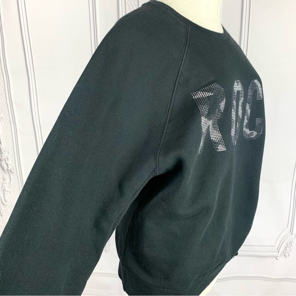 NEW! ZADIG & VOLTAIRE Upper Camo Stud ROCK Strass Sweatshirt Black Medium $198 - Picture 11 of 16